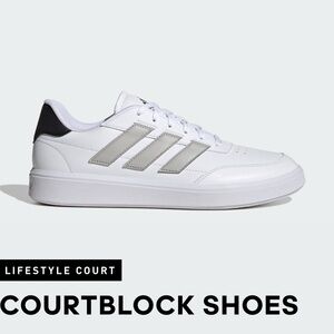 Adidas Men’s Sneaker’s White Gray Stripe Courtblock Shoes Size 11